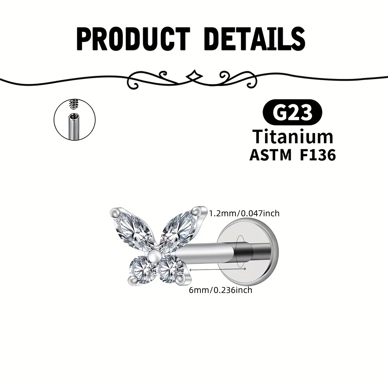 Women's Exquisite Titanium Alloy Butterfly-Shaped Cartilage Earring